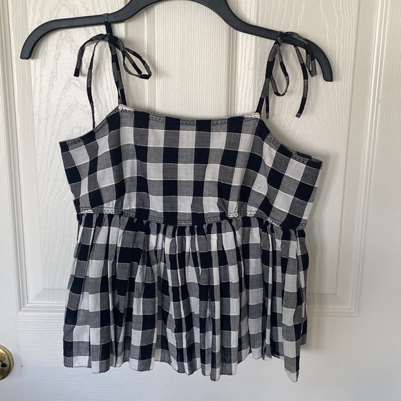 “Dex” gingham peplum top; size small ( ties at shoulders with back zipper)small - Picture 3 of 6